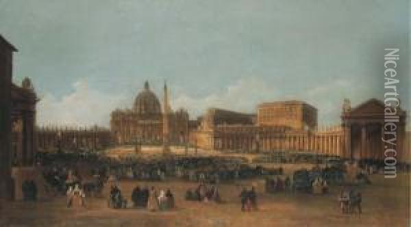 La Place Saint Pierre, Rome Oil Painting - Ippolito Caffi