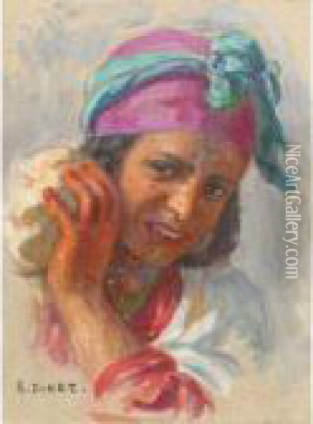 Portrait De Jeune Fille Oil Painting - Alphonse Etienne Dinet