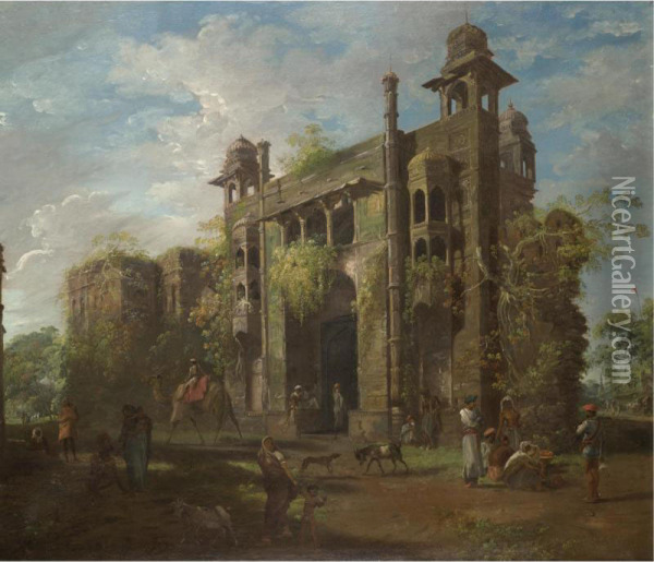 View Of The Gate Of The Lal Bagh Oil Painting - Robert Home