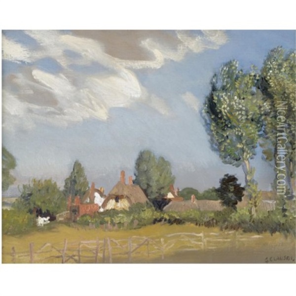 An Essex Village Oil Painting - Sir George Clausen