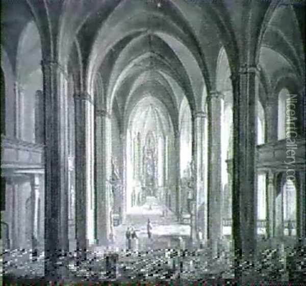 Kircheninterieur Mit Staffagefiguren Oil Painting - Johann Ludwig Ernst Morgenstern