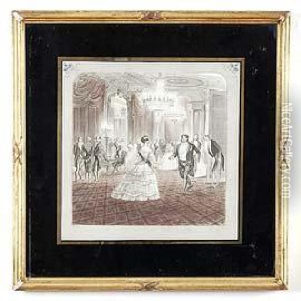 Attribution , Drawing Of A Ballroom. Oil Painting - Rex John Whistler