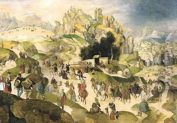 The Road to Calvary 1599 Oil Painting - Abel Grimmer
