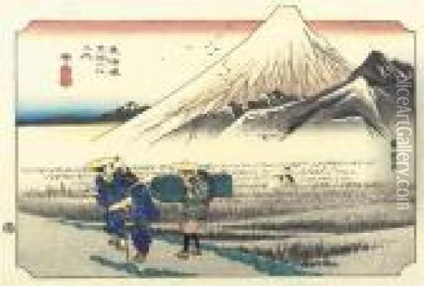 Hara, Asa No Fuji Oil Painting - Utagawa or Ando Hiroshige