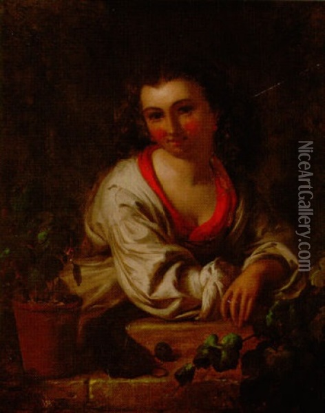 Portrait Of Girl In Window Oil Painting - John Eaton Walker