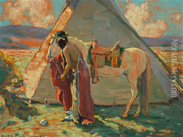 Indian Camp [or] Sunlight Oil Painting - Eanger Irving Couse