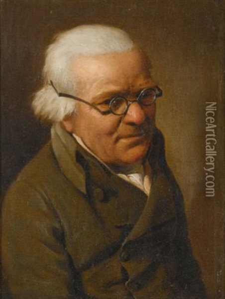 Portrait Of A White-haired Man, Half Length, Wearing Glasses Oil Painting - Louis Leopold Boilly