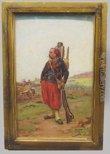 Portrait Of A Zouave Oil Painting - Paul Louis Narcisse Grolleron
