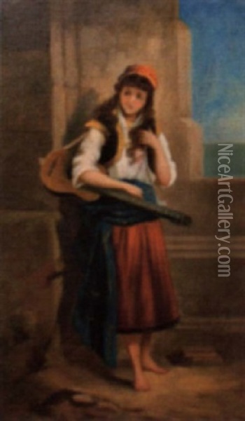 Zigeunermadchen Mit Gitarre Oil Painting - Johann Till the Younger