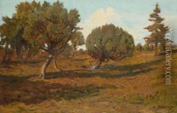 Heidelandschaft Oil Painting - Friedrich Wilhelm Schwinge