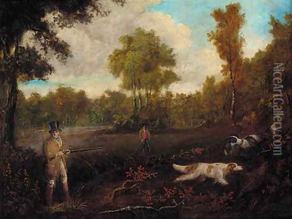 Two gentlemen shooting with their dogs Oil Painting - Samuel John Egbert Jones