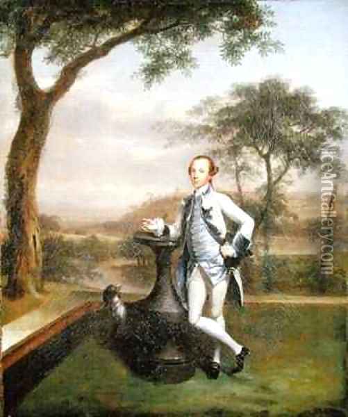 Portrait of a Gentleman leaning on a sundial Oil Painting - Arthur Devis