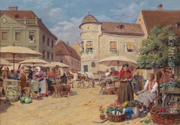 Markttag In Wiener Neustadt Oil Painting - Hans Hamza