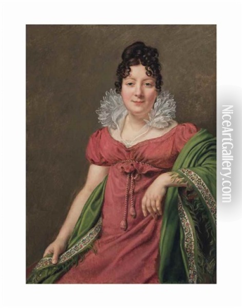 Portrait Of Marie Therese Etiennette Bourgoin, Societaire De La Comedie Francaise Oil Painting - Henri Francois Riesener