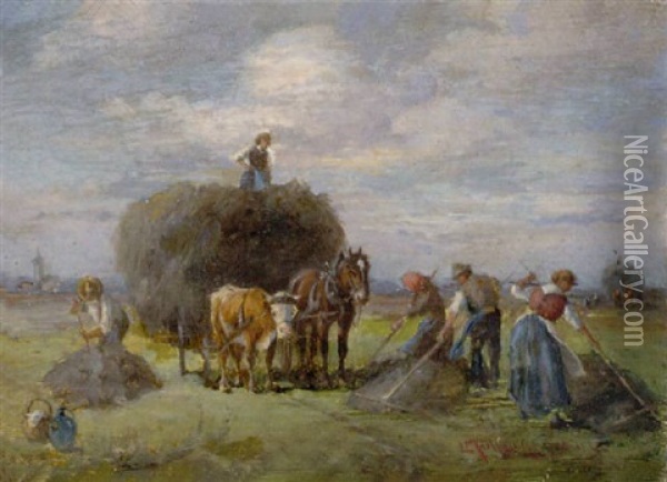 Bauern Bei Der Heuernte Oil Painting - Ludwig Mueller-Cornelius