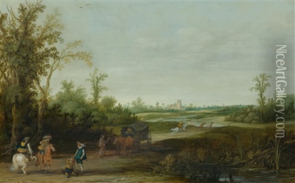 Landscape Scene With A Robbery Oil Painting - Esaias van de Velde the Elder