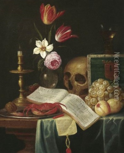Vanitasstilleben Oil Painting - Theodorus (Dirk) Smits