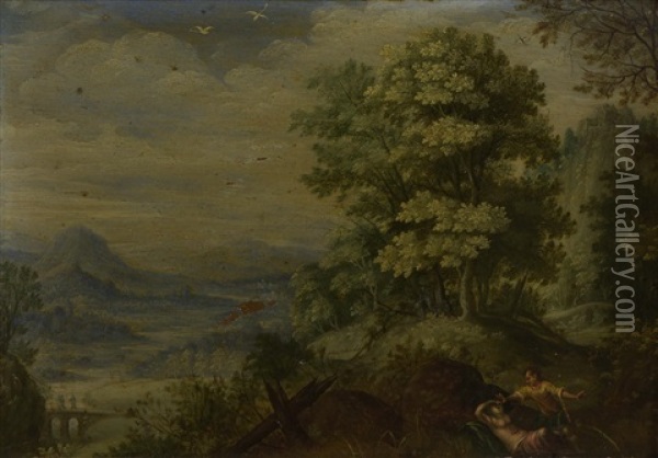 Coronis And Apollo Oil Painting - Pieter Schoubroeck