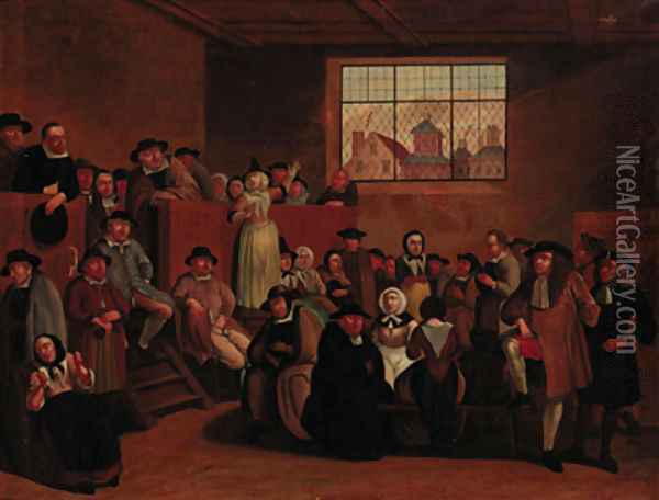 A Quaker meeting Oil Painting - Egbert van the Elder Heemskerk