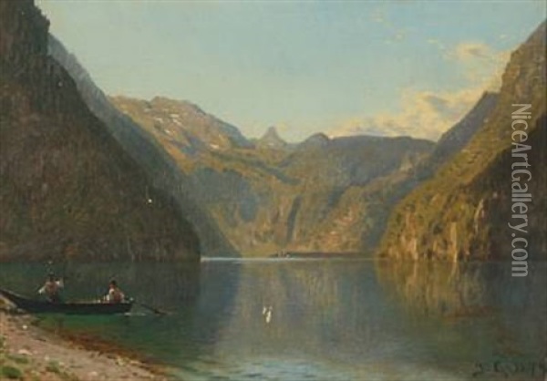 Landscape With Lake Zurich Oil Painting - Godfred Christensen