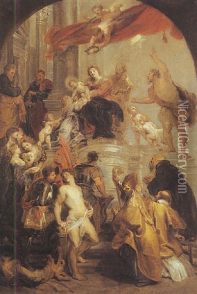 Sainte Conversation Oil Painting - Caspar de Crayer