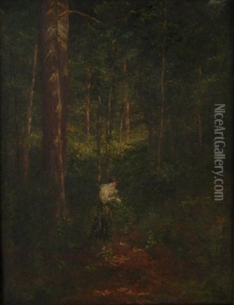 Woman In Forest Oil Painting - Christian J. Walter