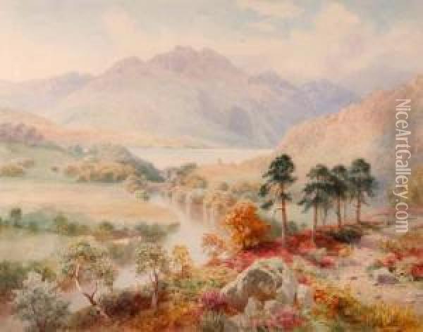 View Of Loch Achray And Ben Venue Oil Painting - Henry B. Wimbush
