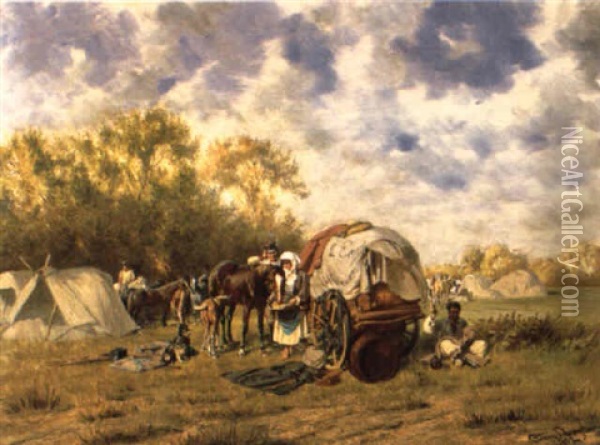 Besuch Der Marketenderin Bei Rastender Kavallerie Oil Painting - Franz Quaglio