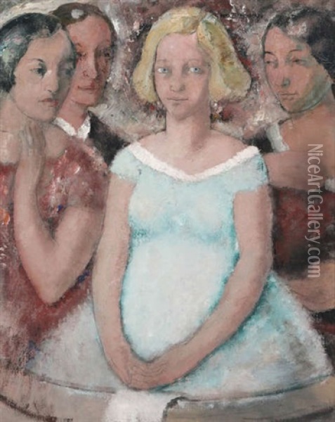 Dames Op Balkon Oil Painting - Theodore Verschaeren