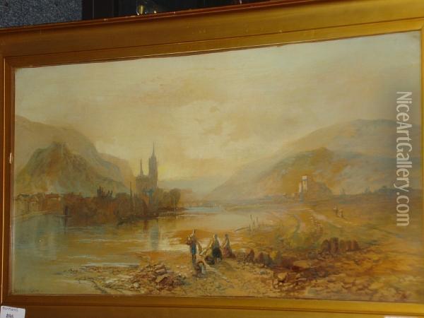 Bingen, Rhine Oil Painting - James Vivien de Fleury