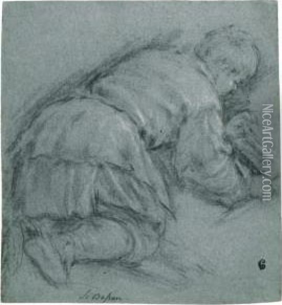 A Kneeling Boy Oil Painting - Jacopo Bassano (Jacopo da Ponte)