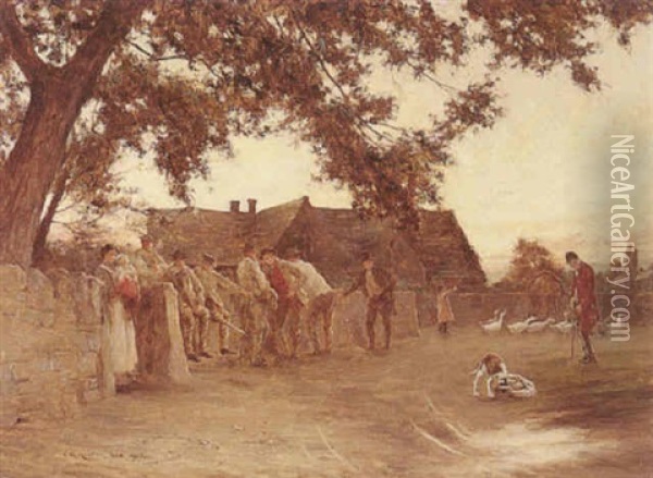 A Village Gathering Oil Painting - Charles Martin Hardie