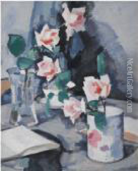 Roses Oil Painting - Samuel John Peploe