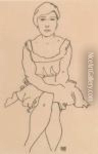 Sitzende Frau Oil Painting - Egon Schiele