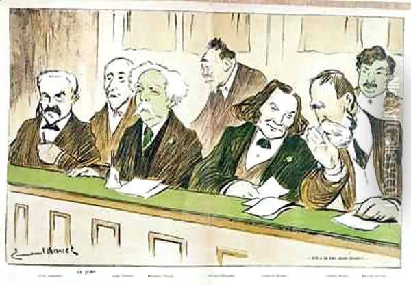 Caricature of Gabriel Faure (1845-1924) presiding over the Jury du Conservatoire Oil Painting - Emmanuel Barcet