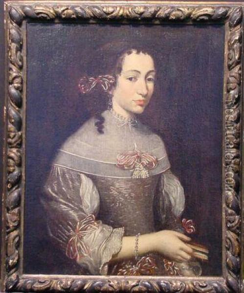 Portrait Of Lady Holding A Book Oil Painting - Jacob Ferdinand Voet