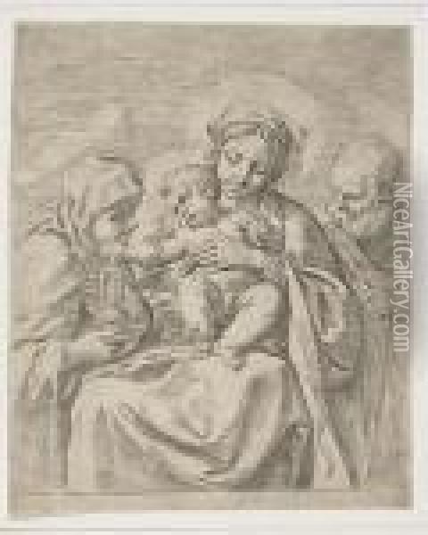 The Holy Family With St. Clair Oil Painting - Guido Reni