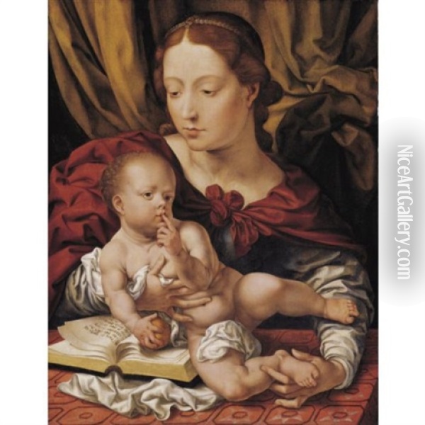 Virgin And Child With An Open Book Oil Painting - Jan Gossaert