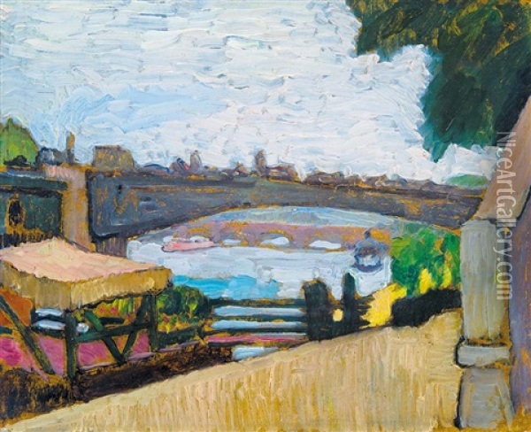 The Bank Of Seine Oil Painting - Erwin Kormendi-Frim