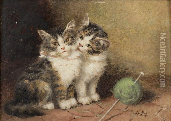 Chatons Oil Painting - Jules Le Roy