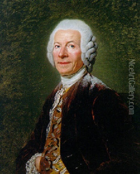 Portrait De Monsieur De Villiers En Buste De Trois Quarts Vers La Gauche Oil Painting - Etienne Aubry