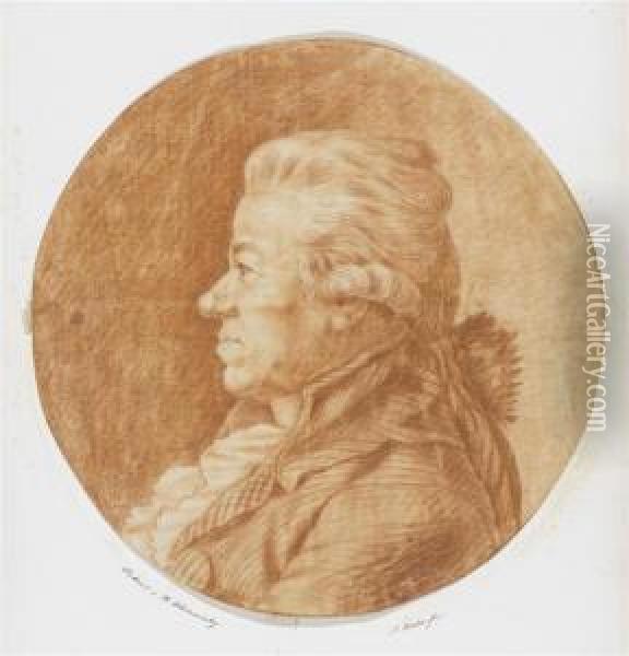 Portrait Of Daniel Nikolaus Chodowiecki In Profile Oil Painting - Jakob Rieter