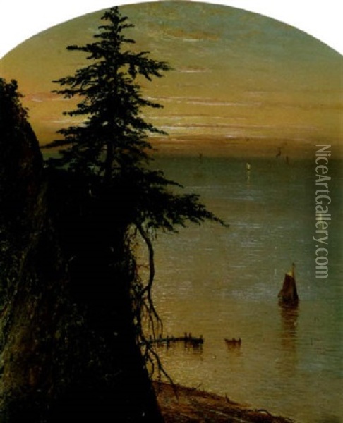 Boats Off The California Coast Oil Painting - Norton Bush