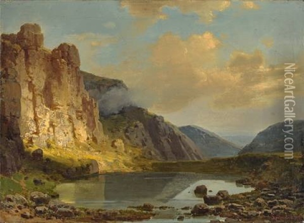 Ein Maar In Der Eifel Oil Painting - Karl Theodor Reiffenstein