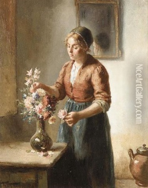 Arranging Flowers Oil Painting - Bernard de Hoog