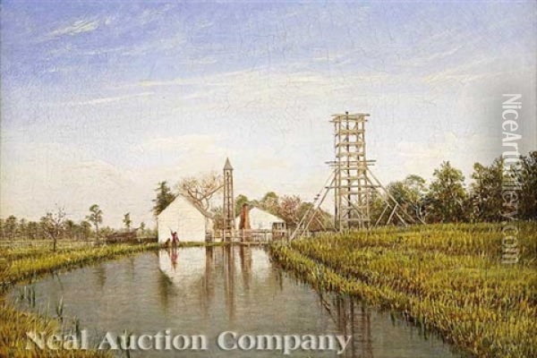 Louisiana Drilling Rigs Oil Painting - Richard Clague