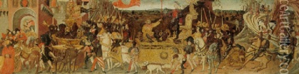Triumph Of Caesar Oil Painting -  Giovanni di Ser Giovanni (Scheggia)