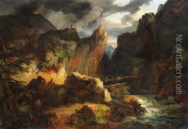 Gewitterlandschaft Oil Painting - Jean Charles Joseph Remond