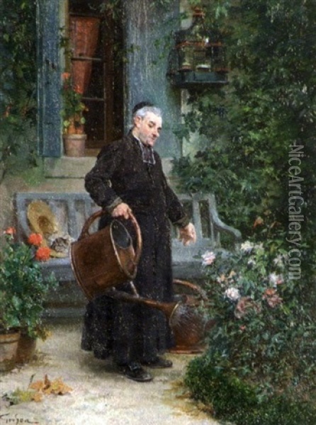 Le Cure Jardinier Oil Painting - Francois Adolphe Grison