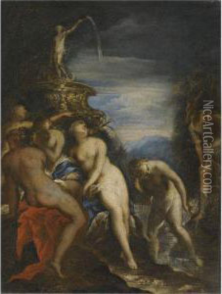 Diana And Acteon Oil Painting - Valerio Castello
